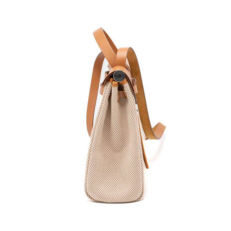 Hermes Herbag 31 Zip Bag Canvas/Cache Hunter Ecru/Beige GHW Stamp Y