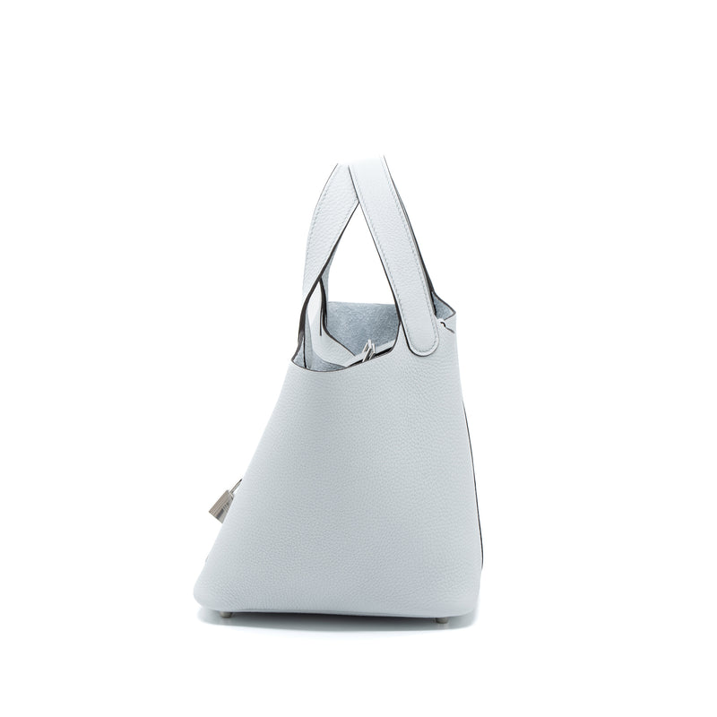 Hermes Picotin 18 Clemence Blue Pale SHW Stamp B