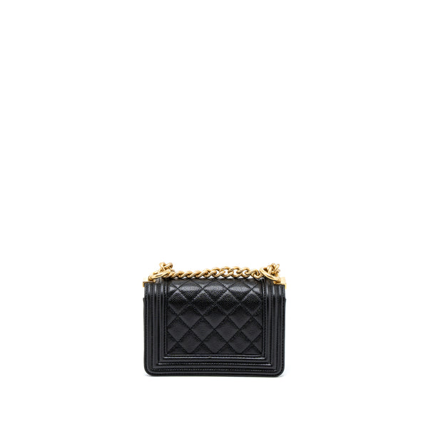 Chanel Super Mini Boy Bag Caviar Black Brushed GHW (Microchip)