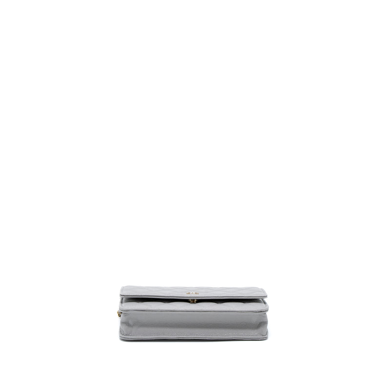 Chanel Classic Wallet on Chain Caviar Light Grey LGHW (Microchip)