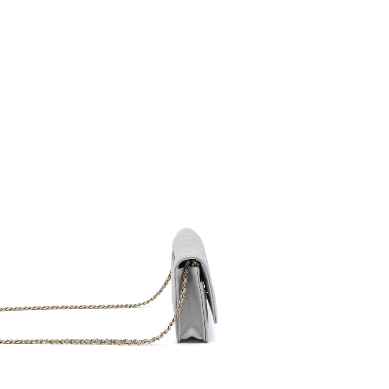 Chanel Classic Wallet on Chain Caviar Light Grey LGHW (Microchip)