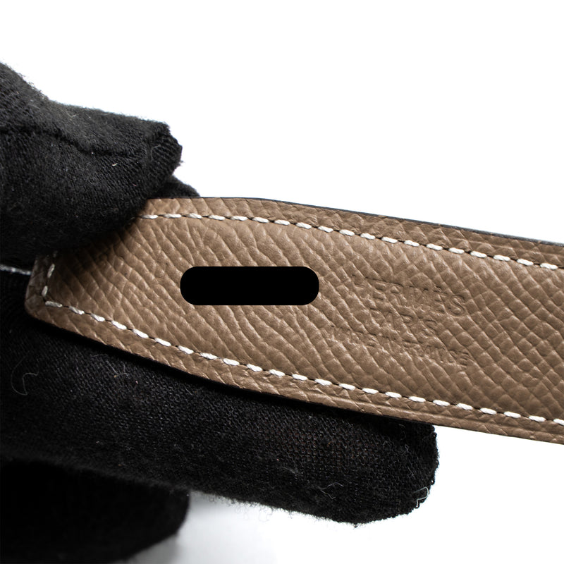 Hermes Size 80 Mors H Belt Buckle & Reversible Leather Etoupe GHW Stamp u