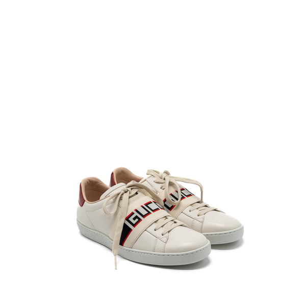 Gucci Size 37.5 Sneakers Leather White/Multicolour