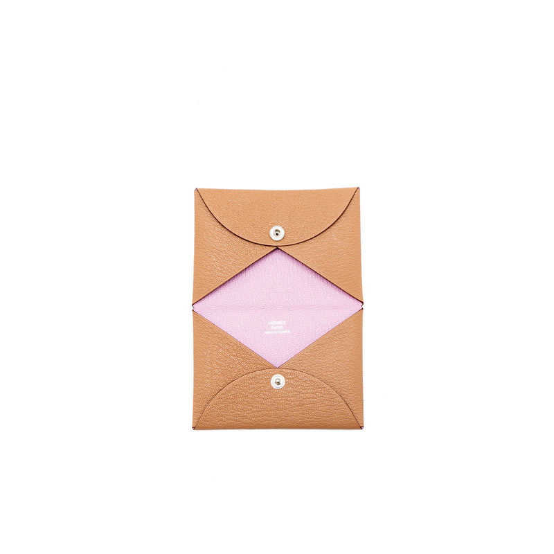 Hermes Calvi Card Holder Mysore Quebracho/Mauve Sylvestre SHW Stamp U