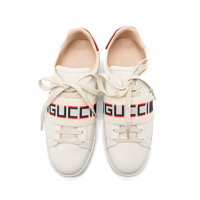 Gucci Size 37.5 Sneakers Leather White/Multicolour