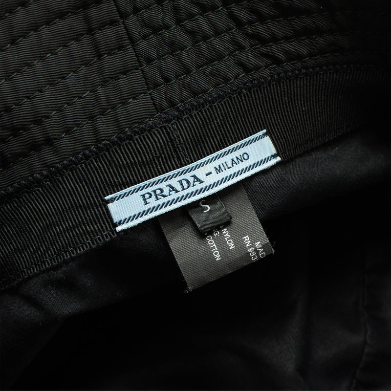 Prada Size S Re-Nylon Bucket Hat Black SHW