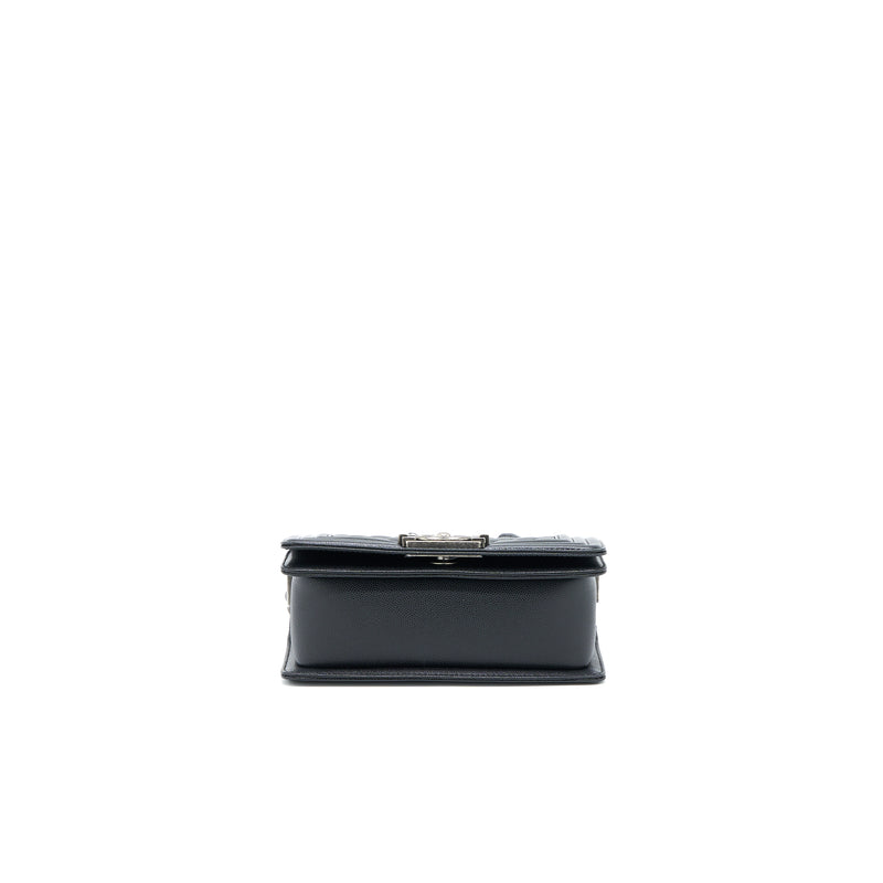 Chanel Small Boy Bag Caviar Black Ruthenium Hardware (Microchip)