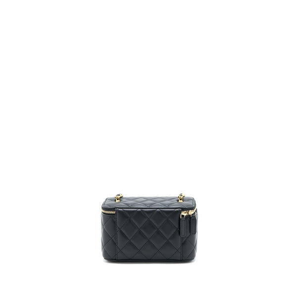 Chanel Pearl Crush Long Vanity Case Lambskin Black GHW (Microchip)