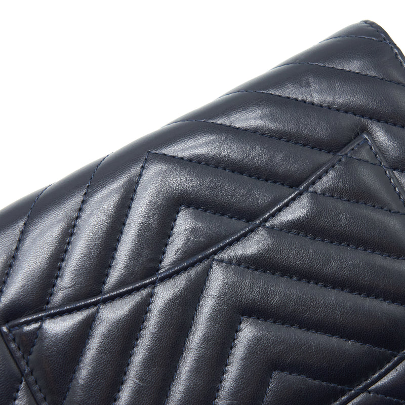 Chanel Wallet On Chain Chevron Lambskin Navy SHW