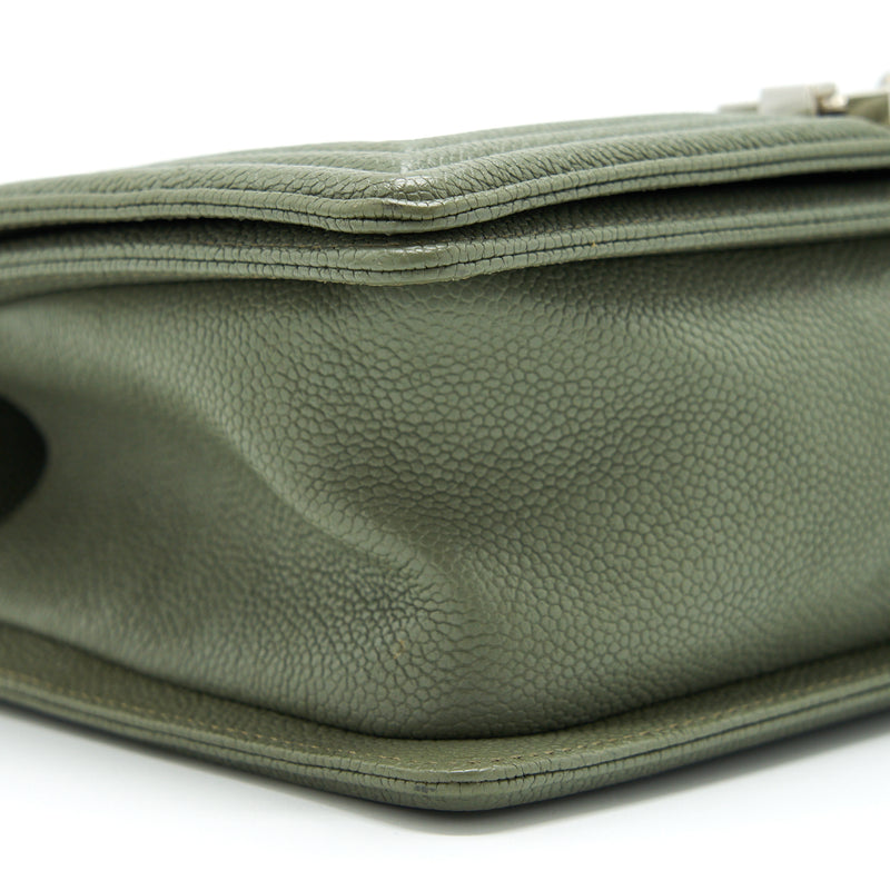 Chanel Medium Boy Bag Caviar Light Green SHW