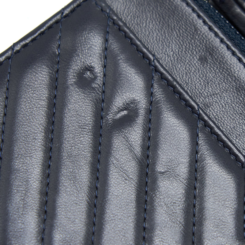 Chanel Wallet On Chain Chevron Lambskin Navy SHW