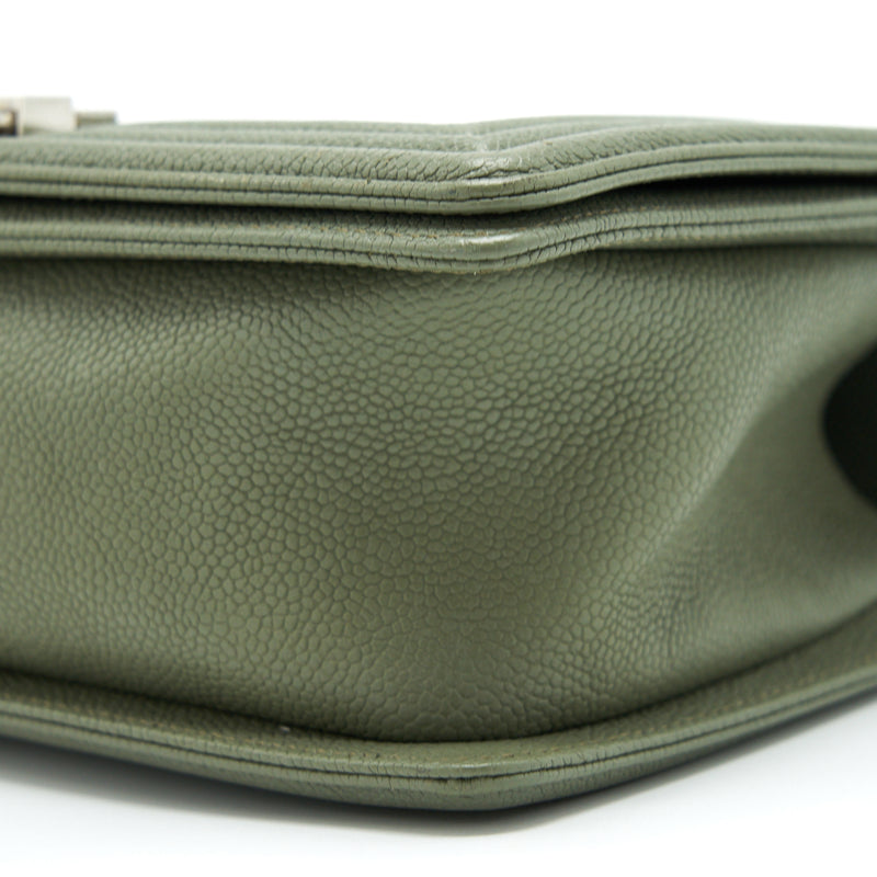 Chanel Medium Boy Bag Caviar Light Green SHW