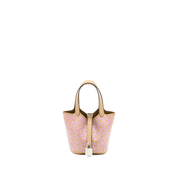 Hermes Micro Lucky Daisy Picotin 14 Swift Chai/Rose/Blanc SHW Stamp U