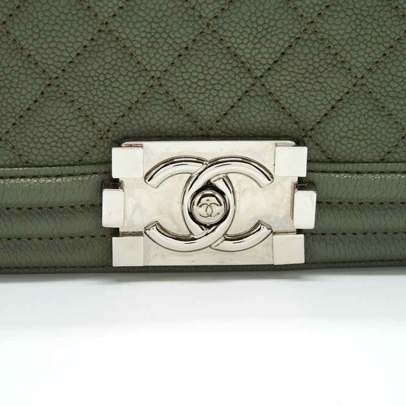 Chanel Medium Boy Bag Caviar Light Green SHW