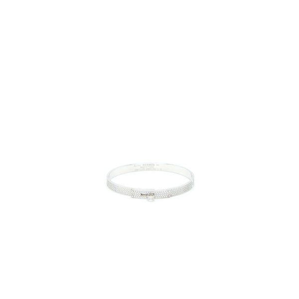 Hermes Size SH Kelly Bracelet White Gold With Diamonds