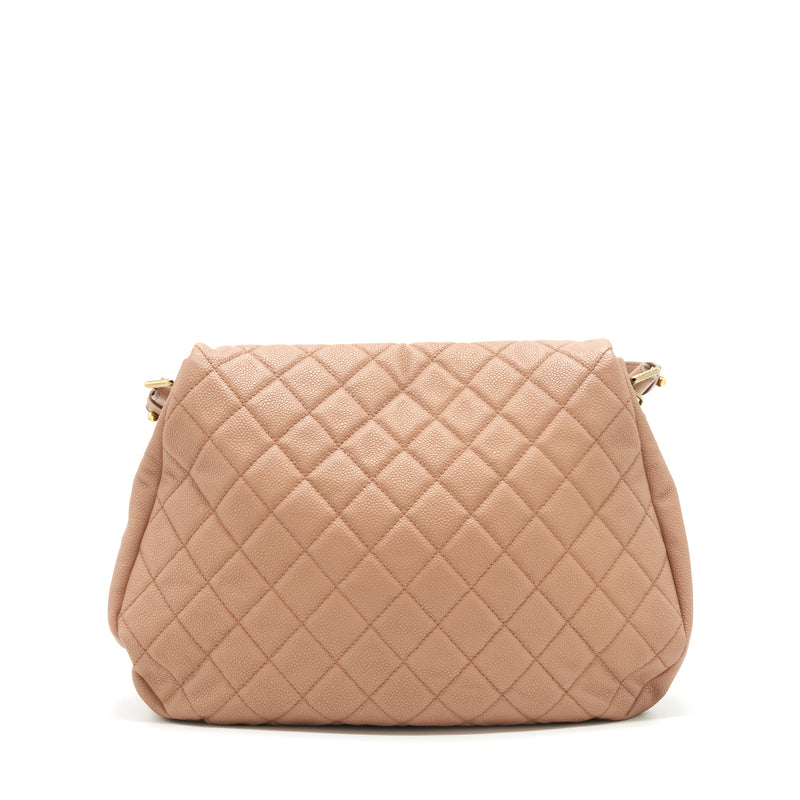 Chanel Round Flap Bag Caviar Dark Beige GHW