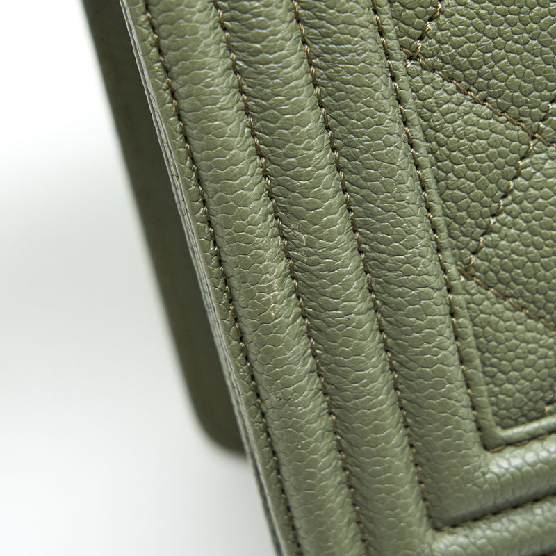 Chanel Medium Boy Bag Caviar Light Green SHW