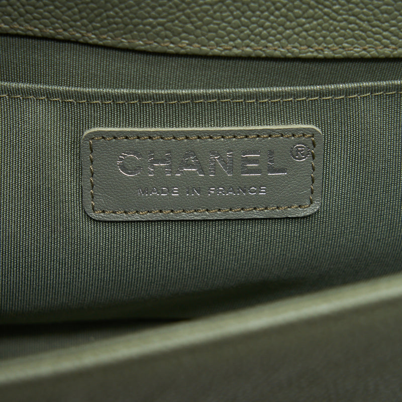 Chanel Medium Boy Bag Caviar Light Green SHW