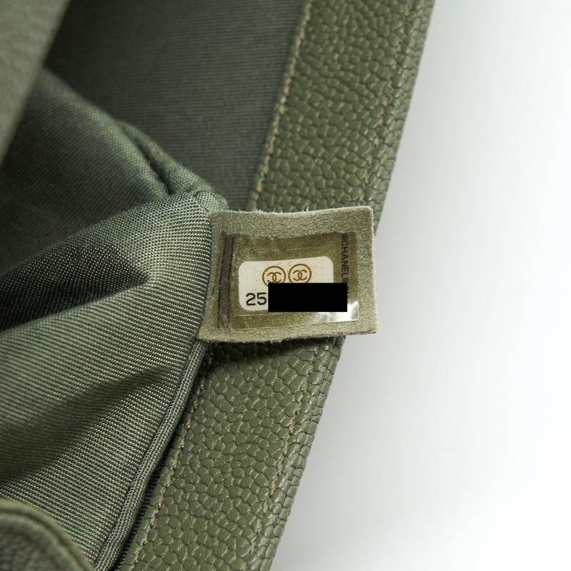 Chanel Medium Boy Bag Caviar Light Green SHW