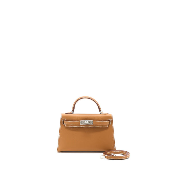 Hermes Mini Kelly II Epsom Gold SHW Stamp U