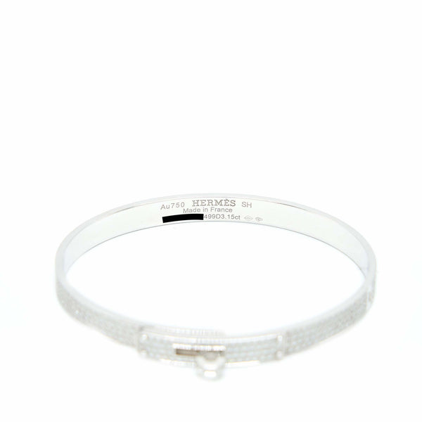 Hermes Size SH Kelly Bracelet White Gold With Diamonds