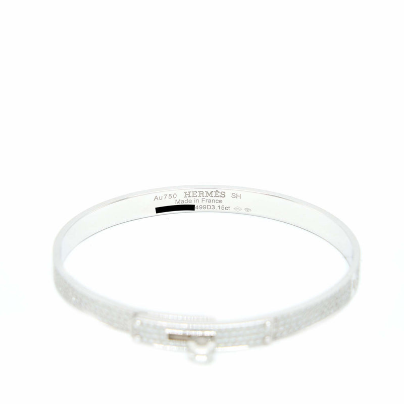 Hermes Size SH Kelly Bracelet White Gold With Diamonds