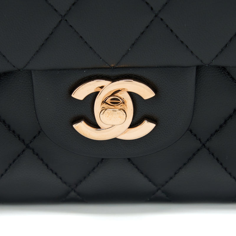 Chanel Medium Classic Flap Bag Lambskin Black RGHW (Microchip)
