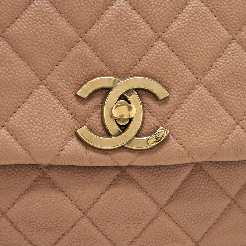 Chanel Round Flap Bag Caviar Dark Beige GHW