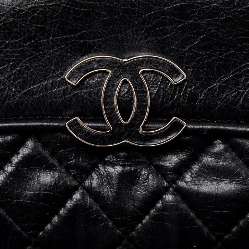 Chanel Giant CC Logo Bag Calfskin Navy SHW