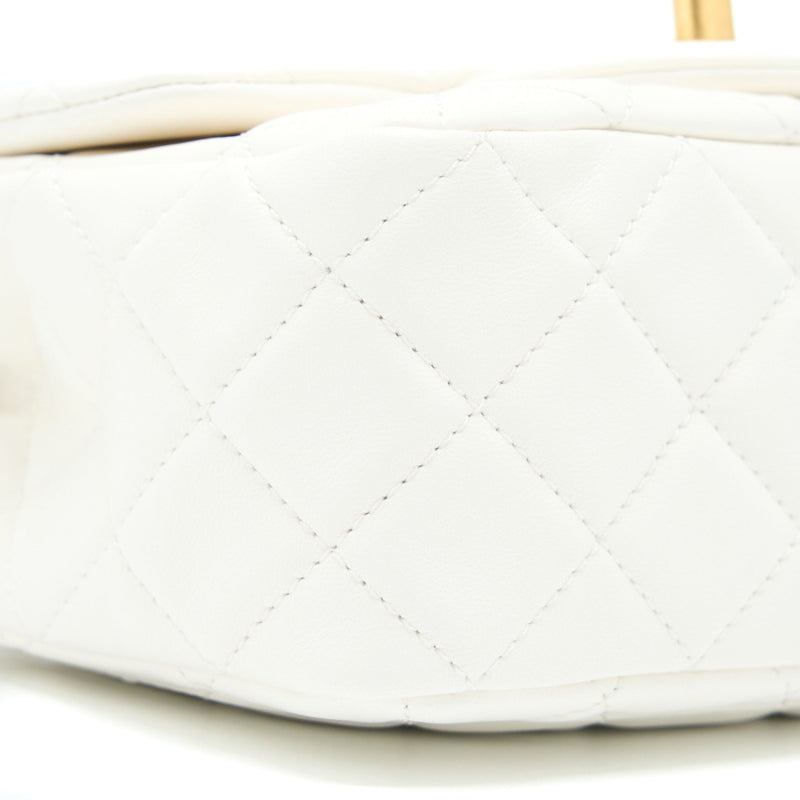 Chanel Pearl Crush Mini Square Flap Bag Lambskin White GHW(Microchip)