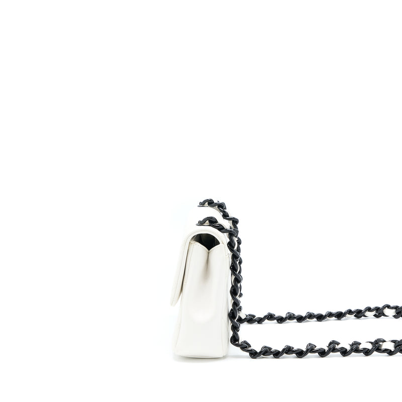 Chanel Seasonal Flap Bag Caviar White With Black Hardware
