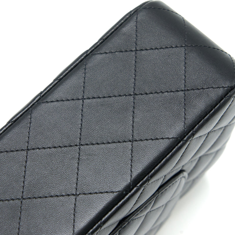 Chanel Medium Classic Flap Bag Lambskin Black RGHW (Microchip)