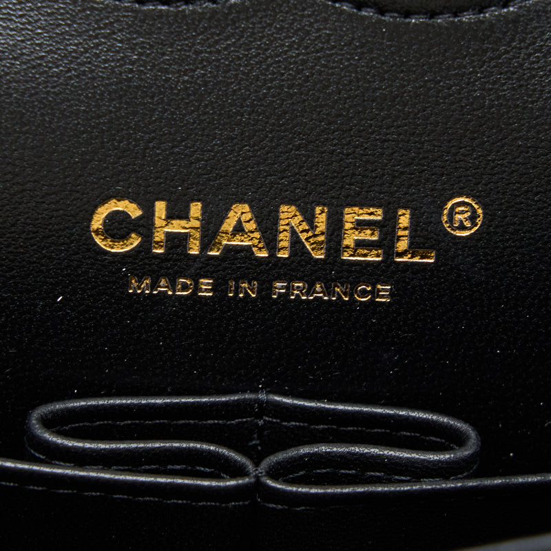Chanel Medium Classic Flap Bag Lambskin Black RGHW (Microchip)