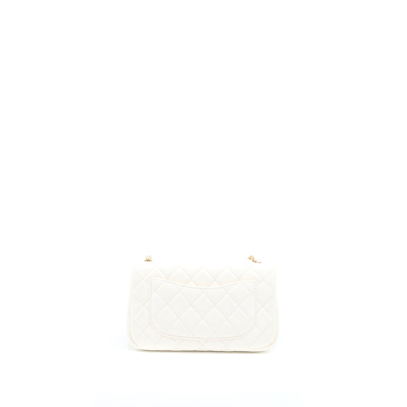 Chanel Pearl Crush Mini Rectangular Lambskin White GHW (Microchip)