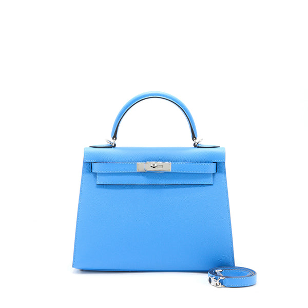 Hermes Kelly 28 Epsom 2T Blue Paradise SHW Stamp T