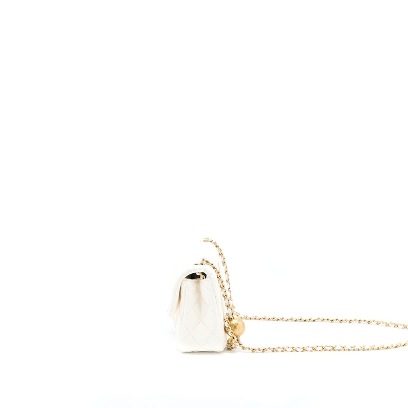 Chanel Pearl Crush Mini Rectangular Lambskin White GHW (Microchip)