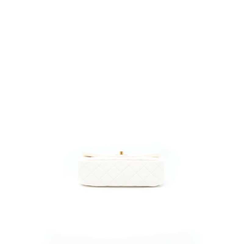 Chanel Pearl Crush Mini Rectangular Lambskin White GHW (Microchip)