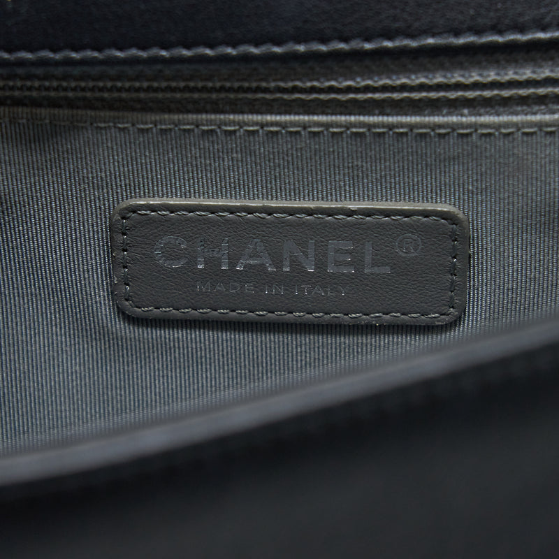 Chanel New Medium Boy Bag Chevron Lambskin Black SHW