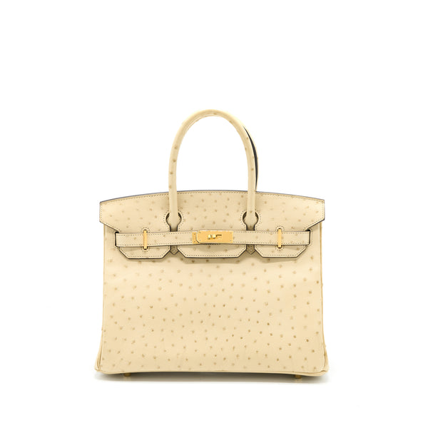 Hermes Birkin 30 Ostrich 3C Parchemin GHW Stamp X
