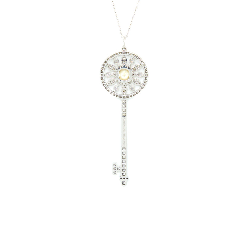 Tiffany & Co Round Star Key Pendant White Gold with Yellow/White Diamonds