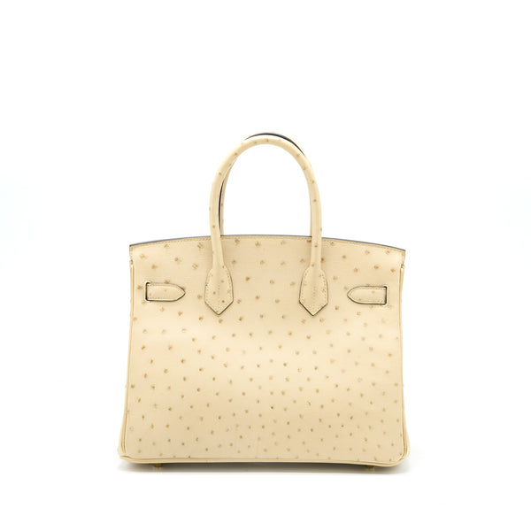 Hermes Birkin 30 Ostrich 3C Parchemin GHW Stamp X