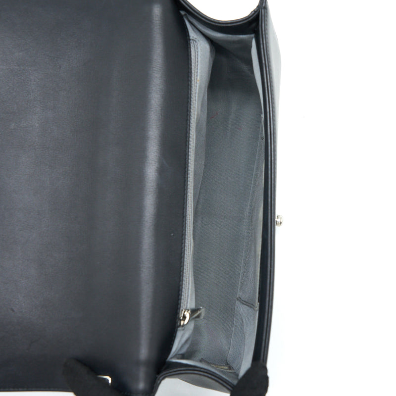 Chanel New Medium Boy Bag Chevron Lambskin Black SHW
