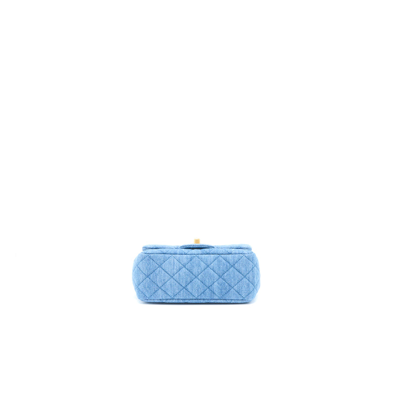 Chanel Pearl Crush Mini Square Flap Bag Denim GHW (Microchip)