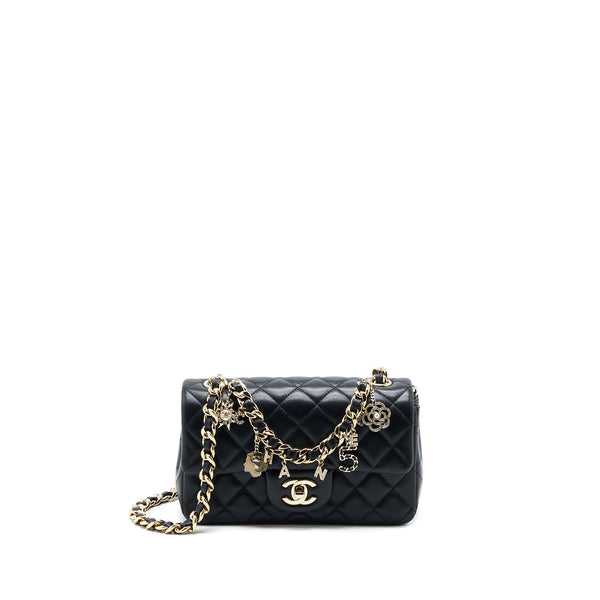 Chanel Mini Rectangular with coco bag charm Limited Edition Lambskin Black LGHW