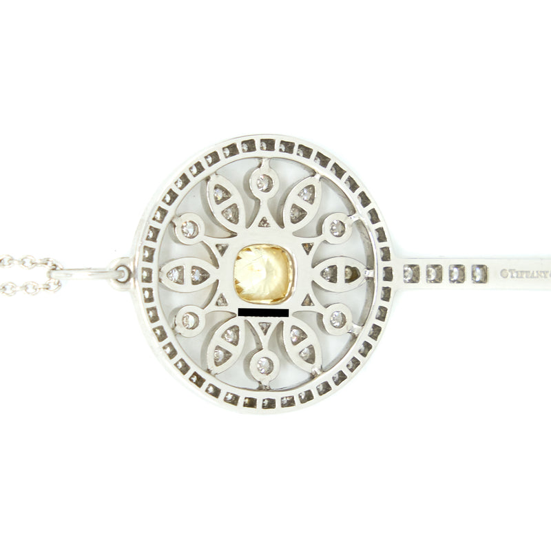 Tiffany & Co Round Star Key Pendant White Gold with Yellow/White Diamonds