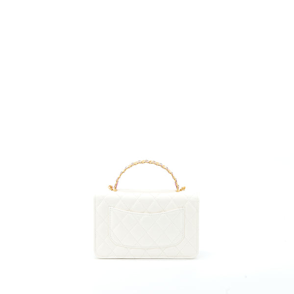 Chanel 23P Top Handle Wallet on Chain Calfskin White/Multicolour Brushed GHW (Microchip)