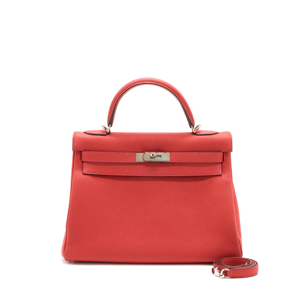 Hermes Kelly 32 Togo D5 Geranium SHW stamp T