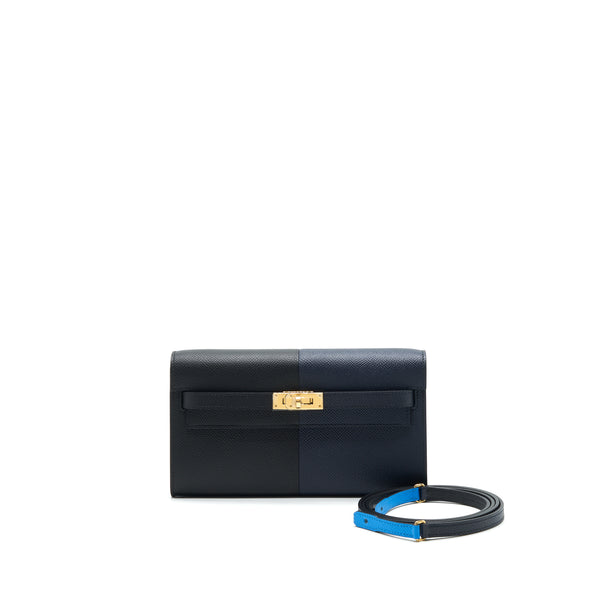 HERMES KELLY TO GO EPSOM BLEU INDIGO/ NOIR/ BLEU FRIDA GHW