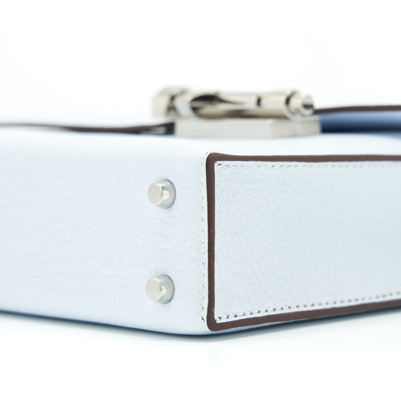 Hermes Mini Verrou Bag Chèvre Mysore T0 Bleu Brume SHW Stamp Z