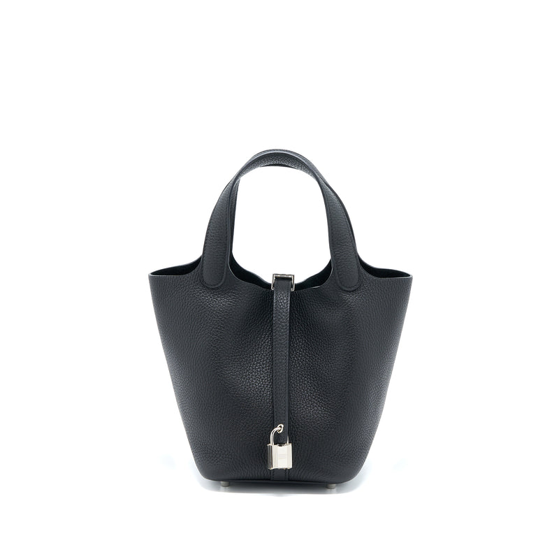Hermes Picotin 18 Clemence Black SHW Stamp Y